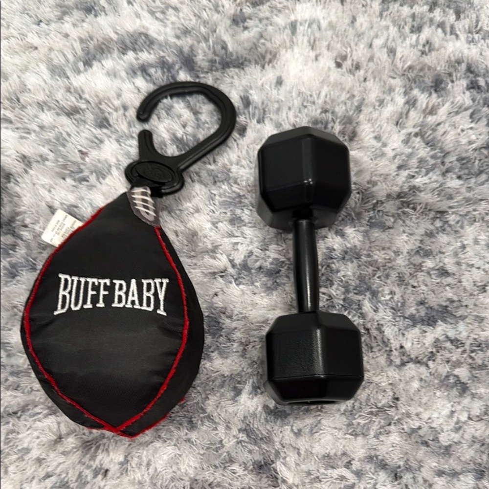Buff Baby Black Dumbbell Rattle